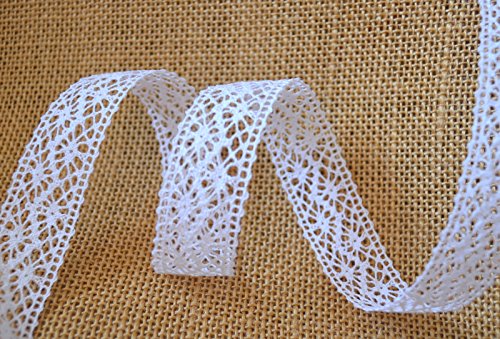 Spitzenband WEISS 25mm Spitze Meterware weiße Baumwollspitze Häkelband Spitzenborte Hochzeit Dekoband Schleifenband Landhaus Vintage Deko