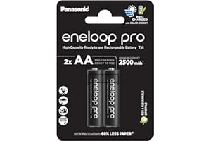 Panasonic eneloop pro | Ready-to-Use Ni-MH akumulatory, AA/Mignon, 2 sztuki w zestawie, min. 2500 mAh, 500 cykli ładowania, niski stopień samorozładowania w opakowaniu bez tworzyw sztucznych, Czarny