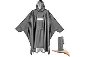 Vankarr Poncho Antipioggia Impermeabile con Maniche Tasca e Riflettore Mantella Antipioggia per Adulti Unisex Portatile Poncho Pioggia per Uomo Donna Trekking Campeggio