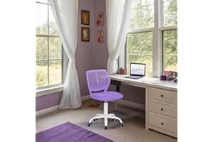 FurnitureR Teenage, Height Adjustable Armless Task, Colourful Study for Home and Computer, Ergonomic & Swivel Office Chair, 40,5 x 44 x 87 cm, púrpura, Metal, 44 x 40 x 87 cm