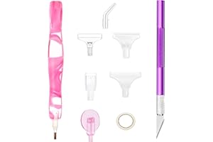 Yuiturt Stylo Diamant avec 7 Forets Diamantés, Accessoires Complets pour Broderie Diamant et Diamond Painting, Kit Loisirs Créatifs pour Adultes et Enfants (Rose)