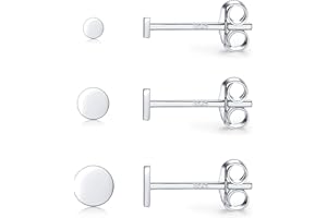 CERSLIMO Damen Ohrstecker Silber 925 Klein für Damen Herren Mädchen, 3 Paar Ohrringe Silber Gold Rosegold Schwarz Rund Flach Set (2mm/3mm/4mm) Zierliche Knorpel Tragus Helix Kreis