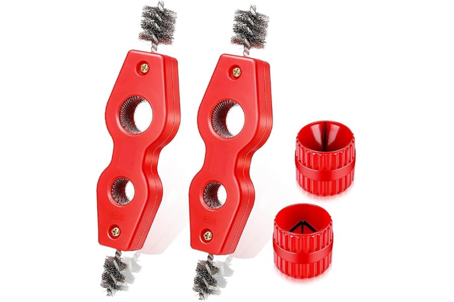Copper Pipe Cleaner and Reamer Set , 4Pcs Pipe Reamer Deburring Tool Pipe Reamer Tool Deburring Brush for Copper PVC Pipe and soft steel Tubing
