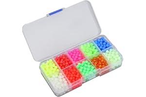 Alomejor Lot de 1000 perles de pêche en plastique ovales lumineuses en forme d'œuf dans l'obscurité