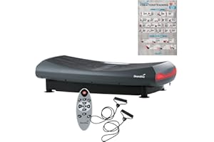 Skandika Plaques vibrantes V2000 3D / 4D Vibration | Design incurvé, 2 moteurs puissants, silencieux, bandes d'entraînement, affiches, télécommande, Bluetooth | Pour brûler les graisses et entraînement complet du corps