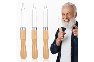 LUSOFIE 3 ganci a bottone con manico in legno facile da impugnare, in acciaio inox, per bottoni con una sola mano, strumento per anziani, disabili, uomini e donne, artrite e destrezza limitata