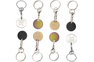 FENQURO 8 Pcs Portachiavi a Moneta per Carrello, Portachiavi per Gettoni del Carrello della Spesa, Chiave Carrello Spesa Rimovibile, soluzione per carrello della spesa, Gettoni per Trolley