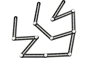 CDIYTOOL Règle multi-angle, gabarit de mesure réglable en alliage d'aluminium à 12 côtés, outil pliable pour ouverture de carreaux de céramique, perforateurs pour travaux de construction, charpentiers (A)