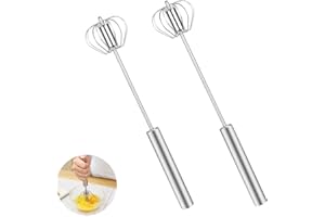 XCRPRT Lot de 2 fouets semi-automatiques en acier inoxydable - Multifonctionnel - Tenu à la main - Push Easy Whisk - Mélangeur - Fouet ballon pour mélanger et faire mousser