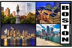 MILLHOUSE PRINTS Boston - Massachusetts USA Post Card Style Fridge Magnet - Large Size (7cm x 4.5cm) - Gift Idea - Tourism