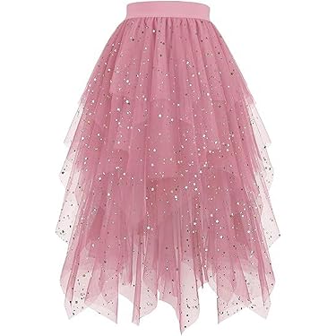 Tüllrock Damen Glitzer Tütü Mehrschichtiger Mesh Petticoat Puffy Tutu Rock Für Karneval & Party