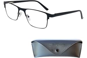 Mini Brille Occhiali Anti Luce Blu con Lenti Rettangolari, Dettagli in Acciaio Inox, Computer Occhiali da Lettura Occhiali Uomo e Donna