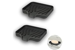 YoHyien 2 Sztuki Mydelniczka Silikonowa z Drenażem, Antypoślizgowy Uchwyt na Mydło, Samoodpływowa Mydelniczka do Prysznica, Łazienki i Kuchni, Łatwe Czyszczenie i Przenośność (Czarny)