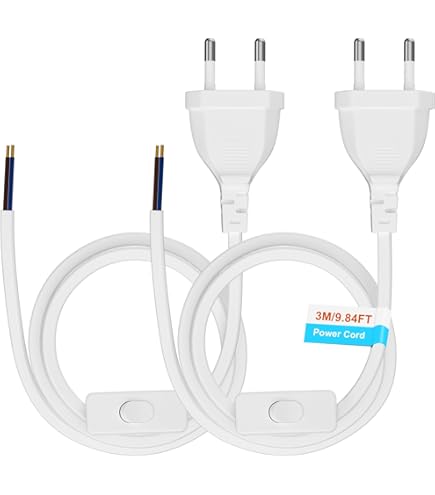 Cavo Meister 2m Con Interruttore - H03VVH2-F 2x0.75mm², Bianco, Per Interni - Foto 7