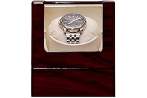 JANE CHOI Automatic Watch Winder, Single Wooden Watch Winder Dust-Proof Box with Quiet Motor, Retro Self-Winding Mechanical Watch Box Storage Display Case for Men and Women