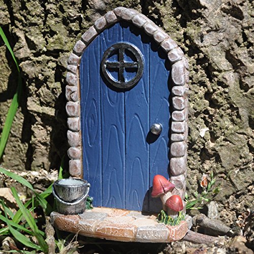 Miniatur Marineblau gewölbte Fairy Tür – Baum Garten Home Decor – Fun Quirky Elf, Pixie, Hobbit Geschenk Figur – H8 cm - 2
