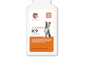 Healthy Hounds Turmeric K9 for Dogs Horses & Pets - 500mg x 120 Capsules - w/Natural Curcumin & Bioperine Black Pepper Extract - Inflammatory Response & Joint Care Supplements