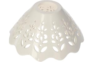 Keyhomestore- Paralume in Ceramica, Colore Bianco taforato, diametro cm 18, Ideale come complemento di Arredo per Interni, ricambio per Lampadario adatto per cucina e salotto.