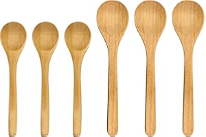 EHDWXVZM Zestaw 6 okrągłych drewnianych łyżek, drewnianych łyżek, łyżek do pieczenia, łyżek do kawy, łyżek do zupy, łyżek do mieszania, drewnianych łyżek do rzemiosła