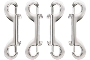 Qaziuy 4Pack Double Ended Bolt Snaps Hook,Stainless Steel Double Ended Clips Trigger Chain Clips Multipurpose Hardware Buckle for Diving Pet Chains Camping