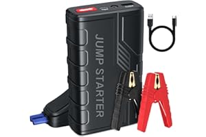 Booster Batterie Voiture Portable, Momowin Jump Starter 1500A(Jusqu'à 7,0L Essence ou 5,5L Gazole), Démarreur de Voiture 12V avec Pinces de Sûreté Intelligentes, 3 Modes de Lumières LED
