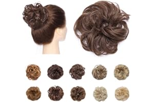Silk-co Synthetic Hair Bun Extensions Messy Curly Hair Scrunchies Hairpieces Updo Donut Hairpieces for Women -Brown