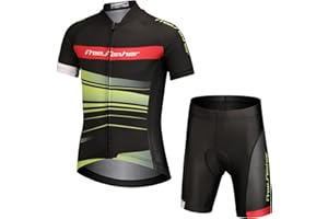 Amur Leopard Completo da Ciclismo Bambini Unisex Maglia a Manica Corta + Pantaloncini Imbottiti Abbigliamento della Bicicletta per Ragazzi