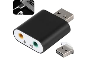 ICYWINK Carte Son Externe, Audio Adaptateur USB vers 3,5mm Jack, Plug and Play Convertisseur de Carte Son USB avec Stéréo, Micro, Compatible avec PS4, PS5, PC, Laptop