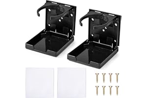 HEVEER Porte-gobelet de Voiture Porte-gobelet Pliable Porte Boisson Réglable pour Voitures Camions Camping-Cars 2 Pièces Noir