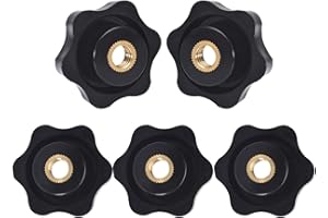 DURDIIY 5 Pieces Threaded Clamping Knobs m6 Star Shape Head Female Thread Clamping Knob Thread Nut Clamping Knob Grip Assortment Kit Black Plastic Hand Knobs M6 Knob Grip Knob Handle for Machine (Style1)