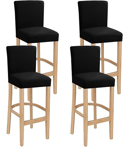 Housses Velours Tabouret Bar ELYSYSRL - 4 Pièces Extensibles Lavables