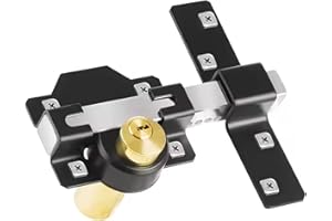 DOMIRA Both Side Door Lock 50mm Long Throw Gate Lock – Heavy Duty Rim for Wooden Garden Gates, Sheds & Doors – Double-Sided Key Lockable – Stainless Steel Housing – 5 Keys – Anti-Theft Security