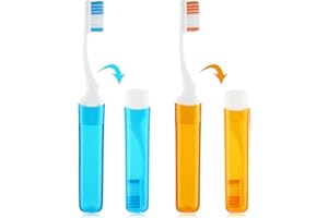 Ouligay Składana podróżna szczoteczka do zębów z miękkim włosiem, przenośna, składana, mini, dla dorosłych i dzieci, 2 szt