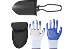 ZBHDEYG 1 pelle de jardin avec sac de rangement, 1 paire de gants de jardin, pelle pliable multifonctionnelle, petite pelle de jardinage pour désherber, pelle portable