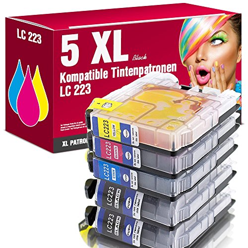 ms-point® multipack 5 kompatible Patronen für Brother DCP-J4120DW MFC-J4420DW MFC-J4425DW MFC-J4620DW MFC-J4625DW MFC-J5320DW MFC-J5600Series MFC-J5620DW MFC-J5625DW MFC-J5720DW LC223BK LC223C LC223M LC223Y