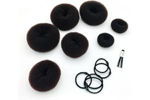 TADIPRI Hair Bun Makers, Kit d'Accessoires De Coiffure Avec 5 Bandes Et 7 Épingles à Cheveux, 10 Chignons Pour Coiffures (2 Petits 2 Moyens 2 Grands 1 Extra-Large), Noir