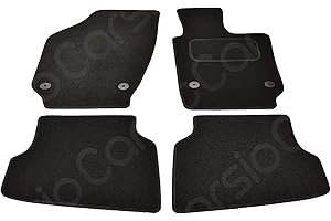 Carsio Tailored Black Carpet Car Mats for Volkswagen Polo 6R 2009-2016 - 4 Piece Set with 2 Clips