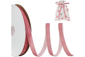 RIBBOOO Pink Velvet Ribbon 1CM x 9.14 Meters, Vintage Velvet Ribbons for Christmas Wreath Bow Decoration Craft Gift Wrapping, Valentine's Day Bouquet Packaging