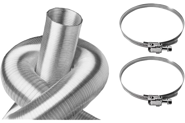 Intelmann Aluminium flexrör 75 mm, längd 3 m + 2 rostfritt stål slangklämmor