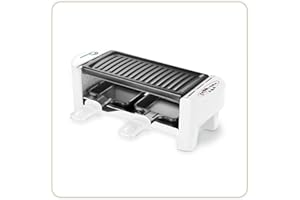 LITTLE BALANCE 8614 Raclette 2 Meuuh…!, Appareil à raclette 1/2 personnes, Grill amovible, 2 spatules + 2 planchettes, Revêtement anti-adhésif, 1 ou 2 personnes, 320 W, Blanc