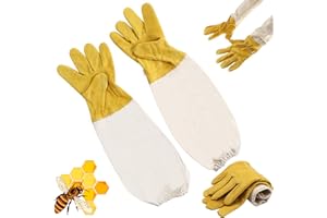 ChangTsing Children's Beekeeper gloves Soft Protective Kids Bee Keeping Gloves with Long Canvas Sleeve & Elastic Cuff for Visiting and Experiencing Giallo, M