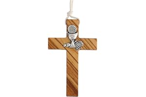 Holyart Croce per Prima Comunione in Legno ulivo
