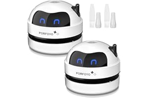 PORFOYO Mini Aspirateur De Table: 2 Pièces Aspirateur De Bureau, Petit Aspirateurs USB Rechargeable avec Brosse, Aspirateurs De Table sans Fil a 360° pour Bureau Coussin Voiture Clavier, Ramasse Miette