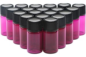 Unxuey 3ml 20 Stück Leere Glasfläschchen,Reise Probe Sammelktionsgläser,Schwarzer Plastik Schraubdosen,für ätherisches Öl,Düfte,Chemielabor,Parfüm