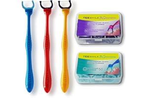 TEEsmile Evolutionary Clean Zahnseidenhalter，Aufsteckköpfe - Halter - Set (3 langer Halter, +50 gespannte Doppelseide-Aufsteckköpfe + 50 Extra-Reiẞfest-Aufsteckköpfe)