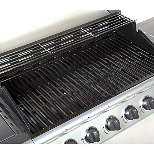 TAINO® Gasgrill BBQ Grillwagen 6 Edelstahl-Brenner 1 Seitenkocher Gas-Grill TÜV Farbe Silber / Anthrazit (6+1) - 6