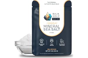 Baja Gold Mineral Havssalt – Finmalet – Oraffinerat, mineralrikt och natriumsnålt – 100% naturligt, utan tillsatser – Perfekt för att krydda, laga mat och baka – 454 g