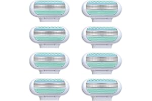 QOCUILC 8 Recambios para Maquinilla de Depilación de Mujer,Cuchillas de Afeitar con 3 Capas de Acero Inoxidable,Compatible con Venus,Afeitado para Vello Corporal y Axilas,Azul