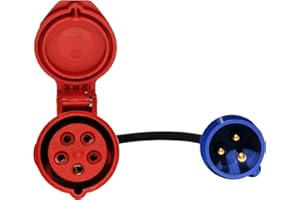 EVEXPERT EV EXPERT WALTHER Adaptador de alta calidad de enchufe Schuko 16 A a enchufe CEE 16-32 A 5 pines 0,5 m IP44 CE (32 A 3 pines -> 32 CEE)