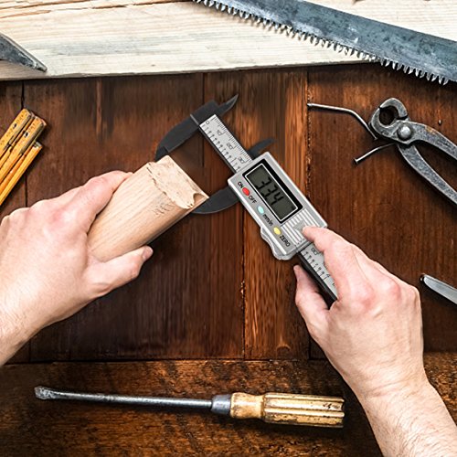Digital Messschieber, Minkle Professionale Kohlefaser Schieblehre mit LCD Anzeige, In / mm, 100mm Messbereich, Silber - 7